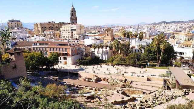Vista del Centro Histórico de Málaga desde la falta de la Alcazaba.