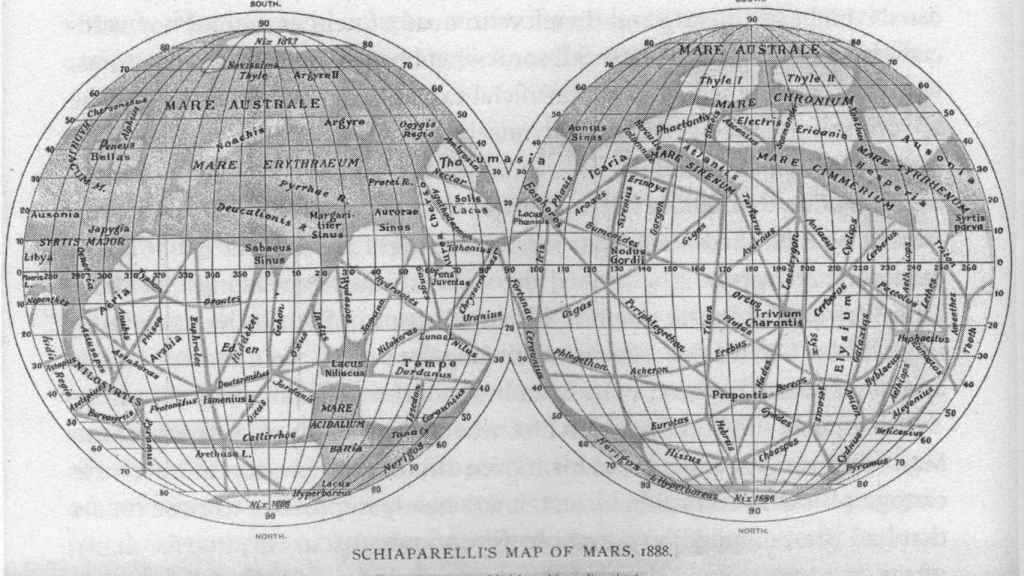 Mapa de marte realizado por Giovanni Schiaparelli