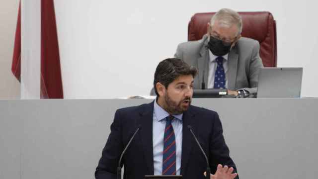 El presidente murciano, Fernando López Miras, este martes, en su intervención en el Debate del Estado de la Región.