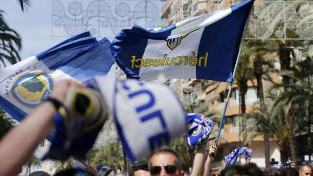 Protesta de los aficionados del Hércules contra la dirección del club, el pasado mes de mayo.