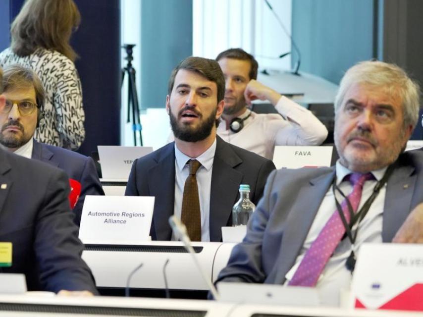 El vicepresidente de la Junta, Juan García-Gallardo, durante su intervención de este jueves en Bruselas.