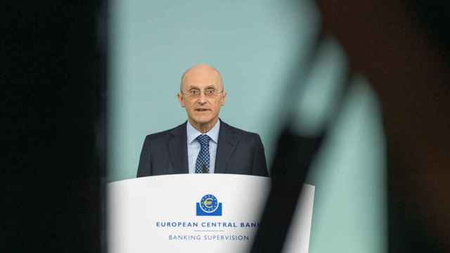 Andrea Enria, presidente del Consejo de Supervisión del BCE, durante la presentación del '2021 Supervisory Review' el pasado febrero.