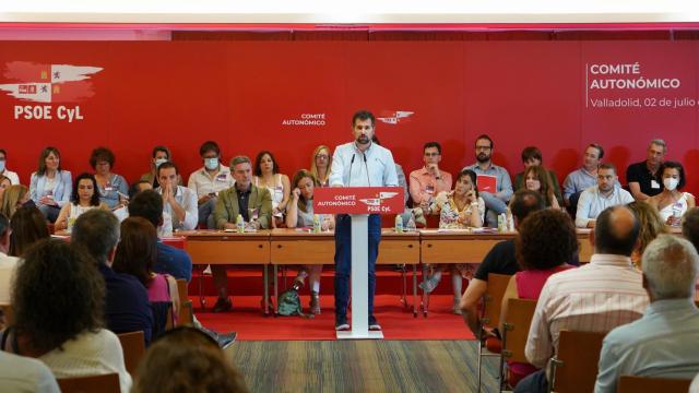 El secretario general del PSOE de Castilla y León, Luis Tudanca, interviene ante el Comité Autonómico del PSOE de Castilla y León.