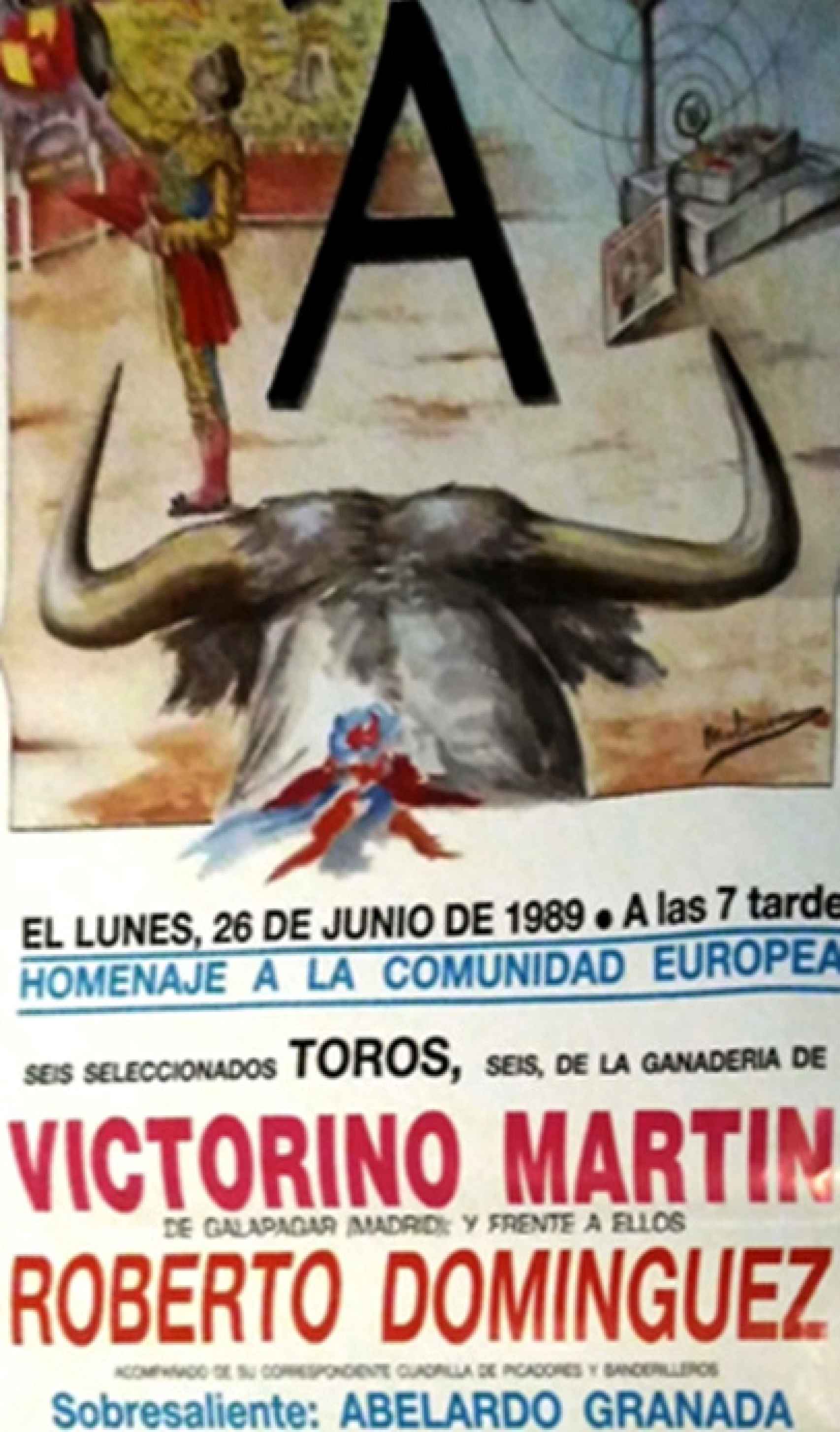 Un cartel taurino en el que aparece Roberto Domínguez.