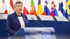La comisaria de Interior, Ylva Johansson, durante el debate este lunes en la Eurocámara