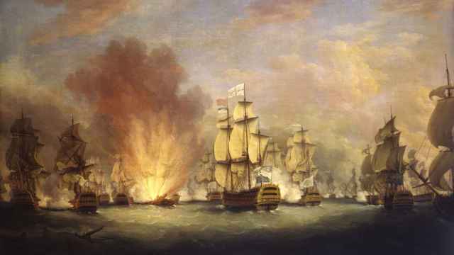 La batalla frente al cabo San Vicente el 16 de enero de 1780. Un óleo de Richard Paton.