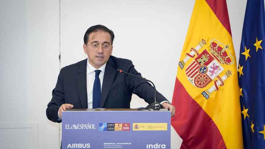José Manuel Albares, ministro de Asuntos Exteriores, Unión Europea y Cooperación, durante su intervención en el foro 'El futuro de la OTAN tras la Cumbre de Madrid'.