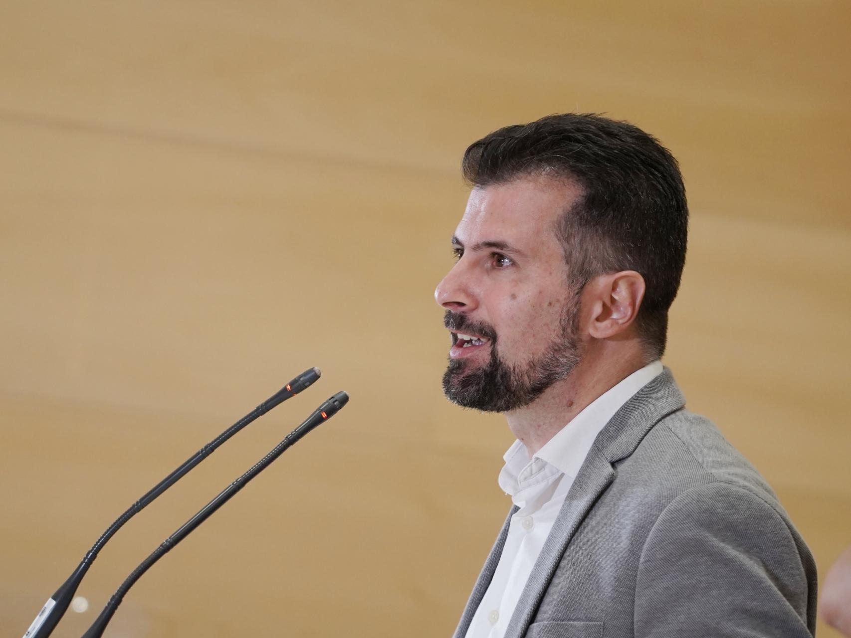 El secretario general del PSCyL, Luis Tudanca, durante su rueda de prensa de este miércoles.