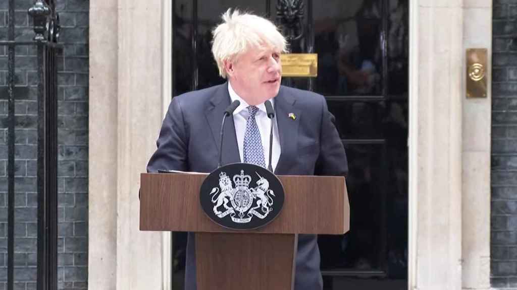 Boris Johnson, durante su comparecencia.