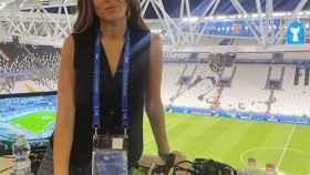 Sandra Riquelme en el campo de la Juventus