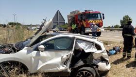 Imagen del coche accidentado en Tordesillas