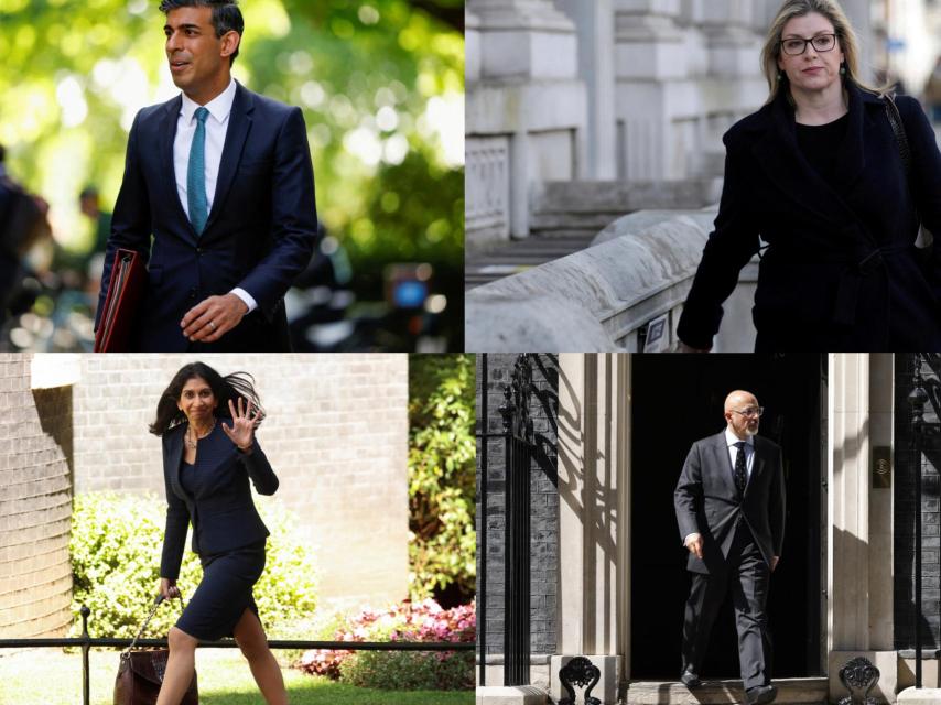 De arriba a abajo y de izquierda a derecha: Rishi Sunak, Penny Mordaunt, Suella Braverman y Nadhim Zahawi.