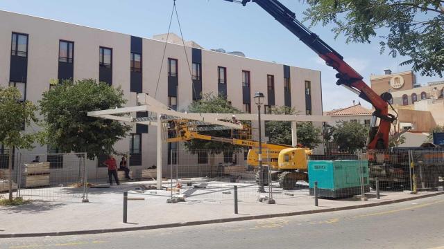 La pérgola, en su nuevo emplazamiento.