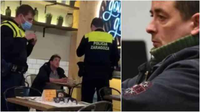 Antonio Miguel Grimal Marco, al ser detenido el pasado domingo en una hamburguesería Goiko en Zaragoza.