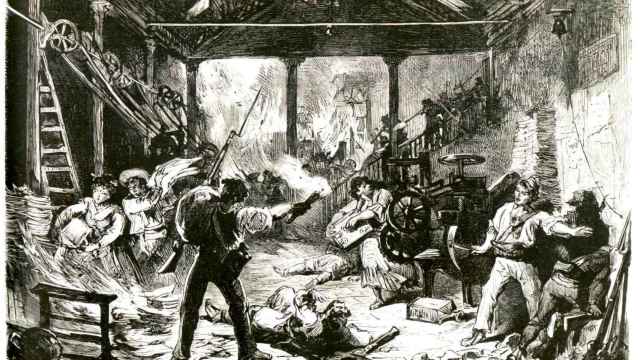 Incendio de una fábrica textil según La Ilustración Española y Americana fechado el 1 de agosto de 1873.
