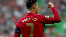 Cristiano Ronaldo, celebrando un gol de la selección de Portugal en la UEFA Nations League