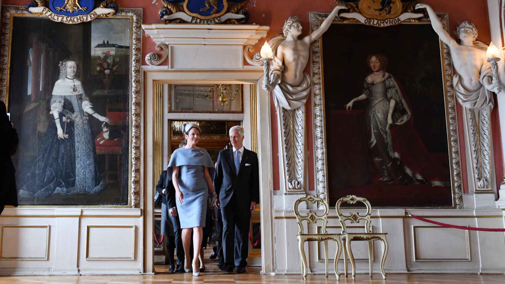 Los reyes Felipe y Matilde de Bélgica en el castillo Friedenstein, en Gotha, en 2019.