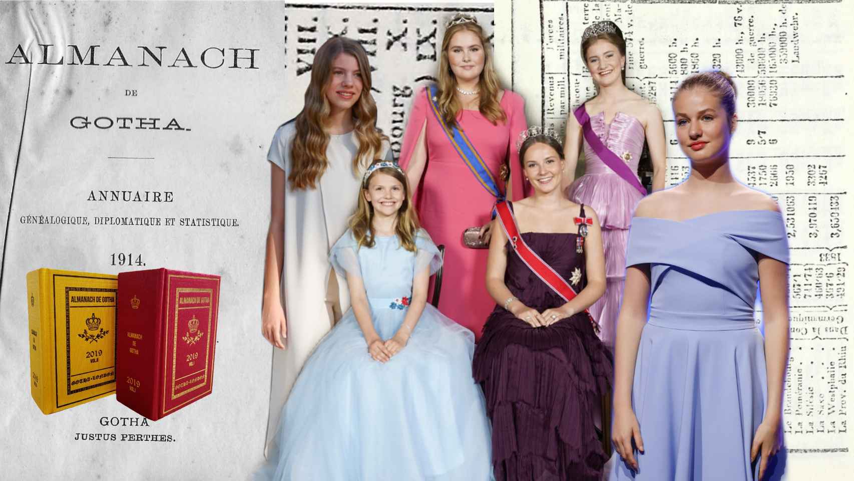 Las jóvenes princesas que forman el nuevo Gotha, entre ellas, Leonor de Borbón, y su hermana, la infanta Sofía.