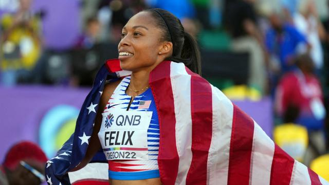 Allyson Felix, durante el Mundial de Eugene 2022