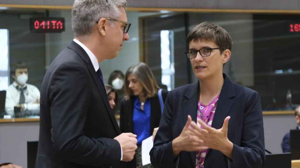 La ministra de Asuntos Europeos de Alemania, Anna Lührmann, durante la reunión de este lunes