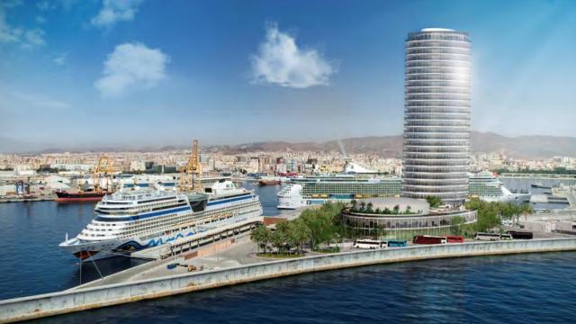 Infografía de la torre proyectada en el puerto de Málaga.