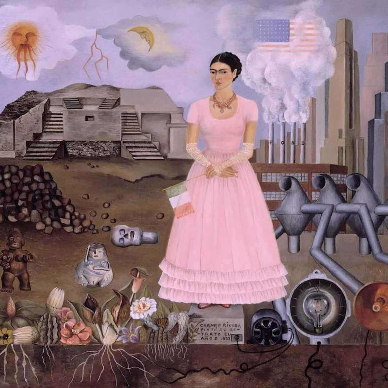 Self-portrait on the borderline between Mexico and the United States (1932), Frida Kahlo.