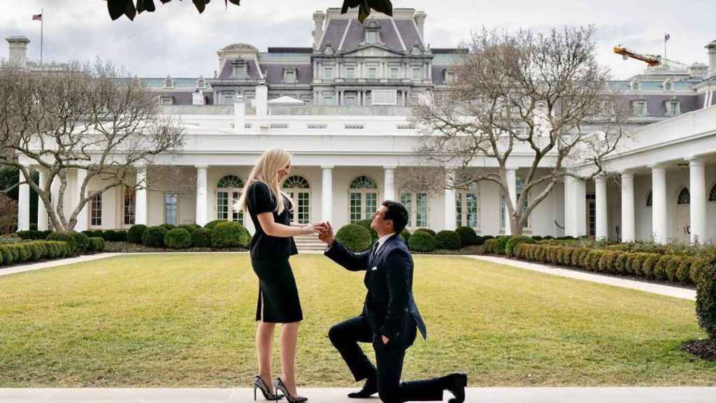 Tiffany Trump and Michael Boulos, on the day of the proposal at the White House in January 2021.