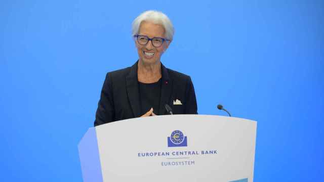Christine Lagarde, presidenta del BCE, durante la rueda de prensa posterior al Consejo de Gobierno del 21 de julio.