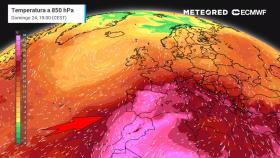 La masa de aire cálido que afecta a España en la última semana de julio. Tiempo.com.