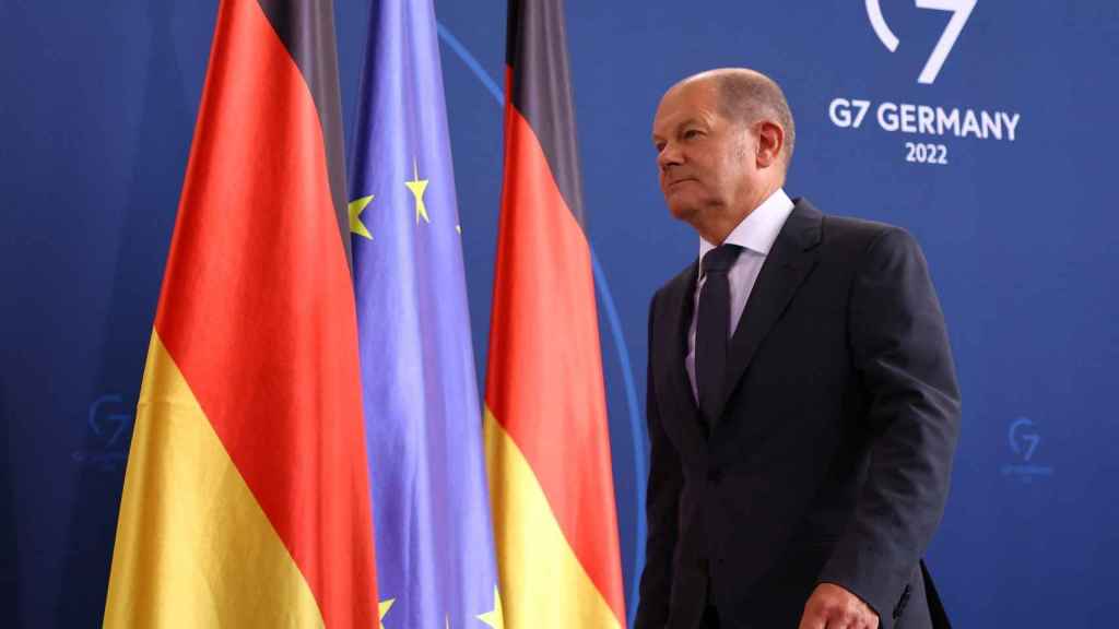 German Chancellor Olaf Scholz during his appearance on the energy crisis this Friday, July 22