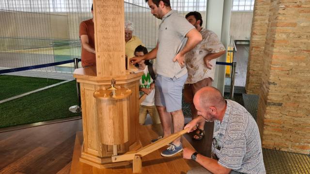 Los alumnos durante la visita a La Olmeda