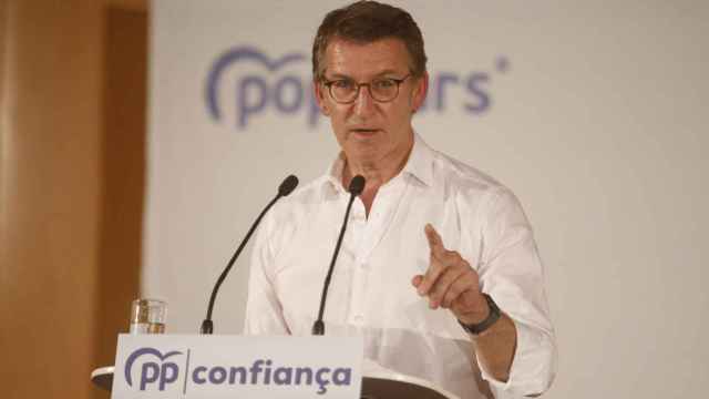 El presidente del Partido Popular interviene durante el XIV congreso del Partido Popular catalán.