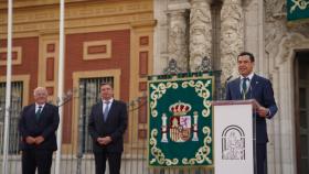 Imagen de Juanma Moreno durante su discurso.