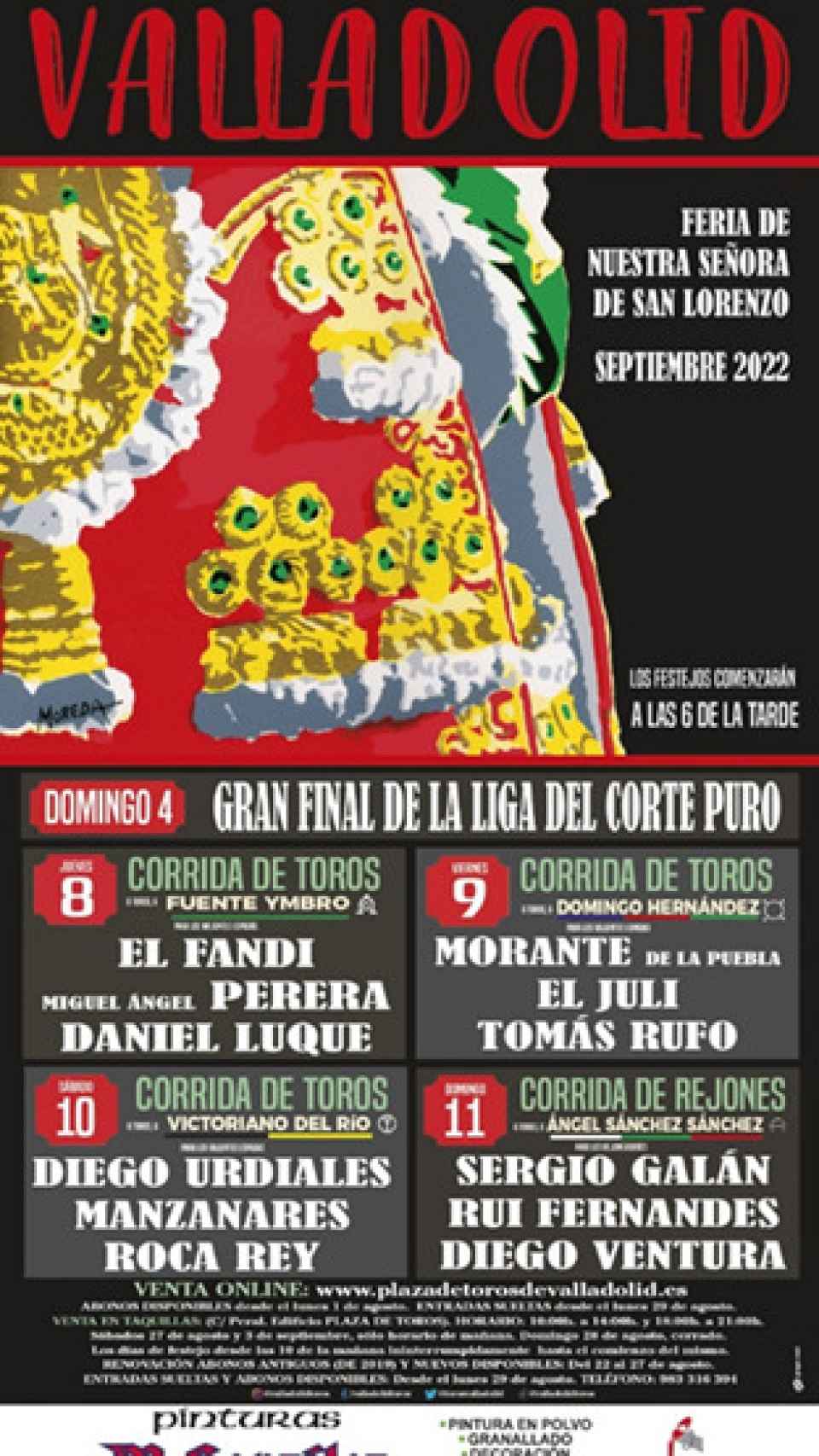 Cartel de la corrida de toros de las fiestas de Valladolid 2022
