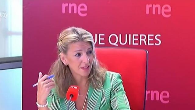 La vicepresidenta segunda, Yolanda Díaz, este jueves en RNE.