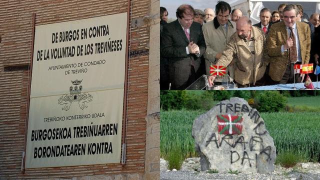 Carteles y pintadas reivindicativas de la incorporación del enclave de Treviño a Álava.