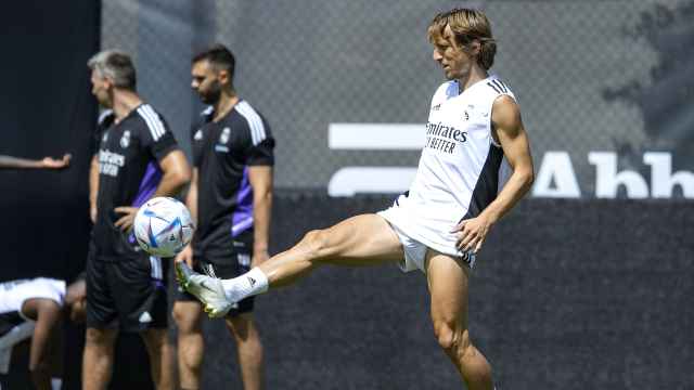 Luka Modric durante un entrenamiento con el Real Madrid