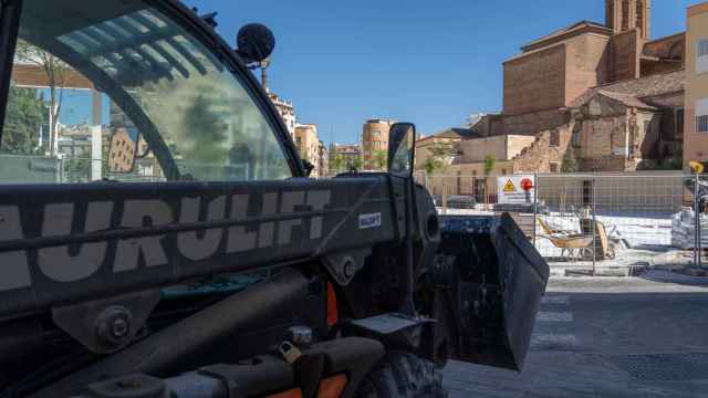 Trabajos de remodelación de la zona de Santo Domingo, impulsada por el Ayuntamiento de Málaga.