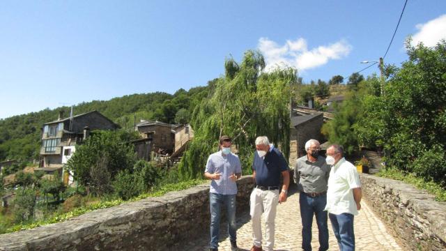 Antidio Fagúndez, Mario Gomes, José Fernández y José Ignacio Martín Benito en su visita a Rio de Onor en Portugal el 7 de Agosto de 2021