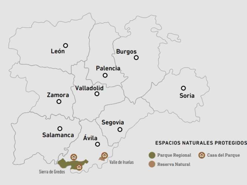 Mapa de los Parques Naturales de Ávila