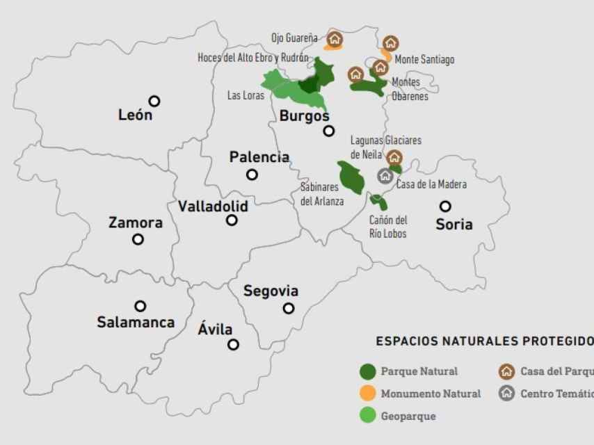 Mapa de los Parques Naturales de Burgos