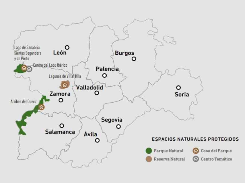 Mapa de los Parques Naturales de Zamora