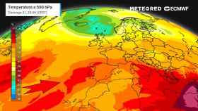 Las masas de aire cálido que afectarán a España en los primeros días de agosto. Meteored.