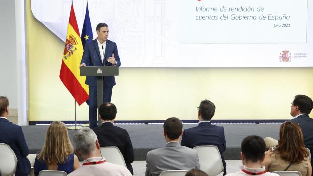 El presidente del Gobierno, Pedro Sánchez, este viernes en la Moncloa.