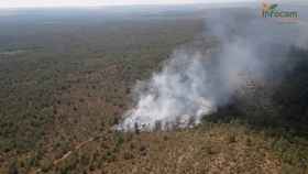 Incendio forestal declarado en Yemeda, provincia de Cuenca. Foto: Plan Infocam