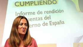 La delegada del Gobierno en Castilla y León, Virginia Barcones, durante la rueda de prensa de este pasado miércoles.