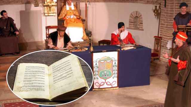 El pueblo de Aguilafuente (Segovia) celebra la octava edición de la fiesta del Sinodal de Aguilafuente conmemorando la impresión del primer libro en España por Juan Parix