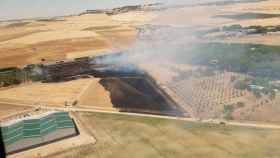 Zona afectada por el incendio de Valladolid próximo a la A-62
