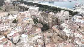 Vista desde el aire de la Catedral de Málaga.