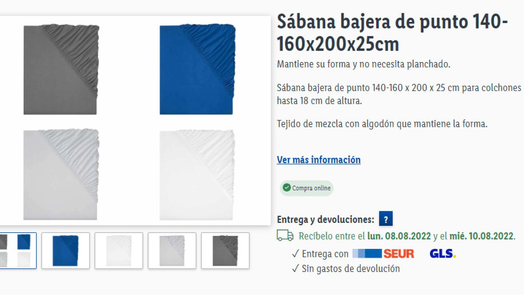Lo barato de la sábana de punto disponible en cuatro colores por 6,99 euros